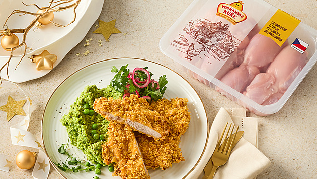 Kuřecí řízek s hráškovým pyré