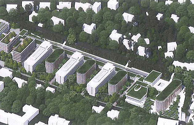 Plánovaná zástavba v areálu Masarykovy univerzity na ulici Vinaská v Brn.