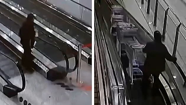 Nebezpečí vánočních nákupů. Ostraze ujely vozíky na eskalátoru