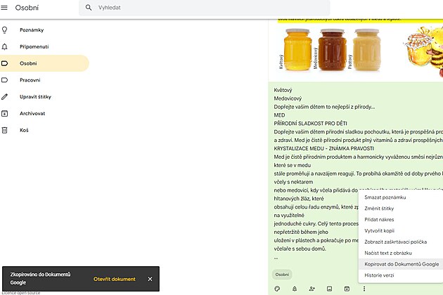 Jak odeslat pozn�mku do Google Dokument�