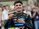 Lando Norris slaví zisk mistrovského titulu.