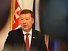 P�edseda Sn�movny Tomio Okamura (SPD) na náv�t�v� Slovenska. (2. prosince 2025)