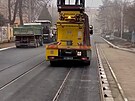 Prvn� zku�ebn� j�zda po opraven� tramvajov� trati na �doln� v Brn�