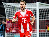 Útoník Harry Kane z Bayernu se raduje ze svého gólu.