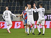 Fotbalisté Slovácka slaví domácí vítzství nad Plzní.