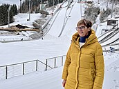 éfka skokanského areálu v Predazzu Cristina Bellanteová.