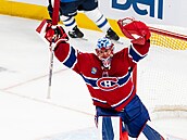 Jakub Dobe slaví, vychytal výhru Montreal Canadiens nad Winnipeg Jets.