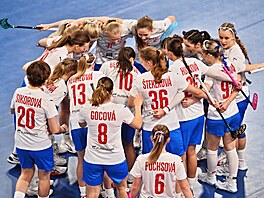 �eské florbalistky na mistrovství sv�ta v Brn�.