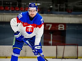 Peter Cehlárik ukazuje bílý dres, ve kterém Slovensko odehraje olympiádu v...