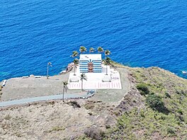 Letecký pohled na soukromý ostrov Jeffreyho Epsteina v Karibiku. (4. prosince...