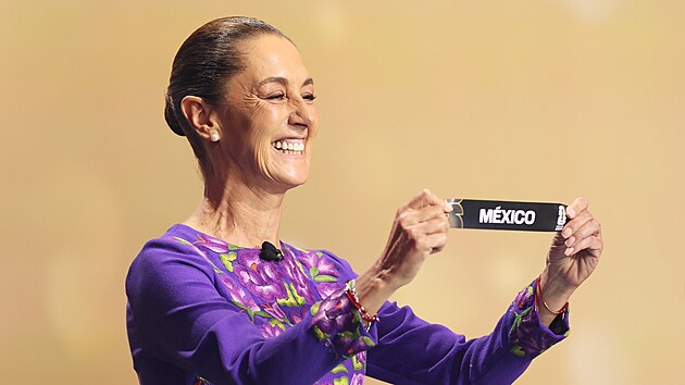 Prezidentka Mexika Claudia Sheinbaumov� b�hem losu MS ve fotbale.