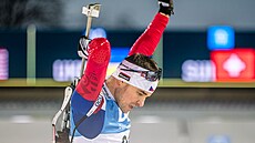 Michal Krmá bhem individuálního závodu v Östersundu.