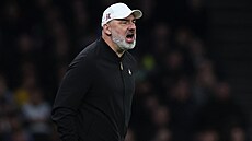 Trenér Jind�ich Trpi�ovský ze Slavie udílí pokyny v zápase s Tottenhamem.