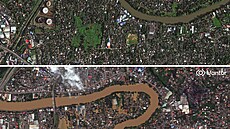 Satelitní snímek ukazuje, jak povodn� zasáhly hlavní m�sto Srí Lanky Kolombo....