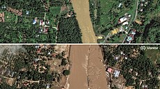 Satelitní snímek ukazuje, jak se rozvodnila �eka Peusangan v okrese Bireuen v...