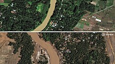 Satelitní snímek ukazuje, jak se rozvodnila �eka Peusangan v okrese Bireuen v...