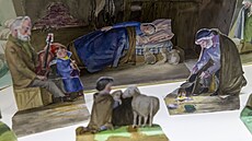 Detail akvarelového betlému od výtvarníka Jana Knapa. (4. prosince 2025)