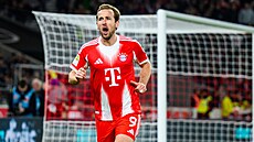 Útoník Harry Kane z Bayernu se raduje ze svého gólu.