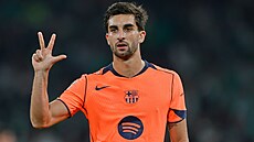 Barcelonský útoník Ferran Torres slaví hattrick.