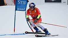 Marco Odermatt na trati ob�ího slalomu v Beaver Creeku