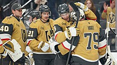 Hokejisté Vegas oslavují s Carterem Hartem vít�zný návrat do NHL. Kanadský...