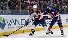 �eský úto�ník Martin Ne�as v akci proti New York Islanders.