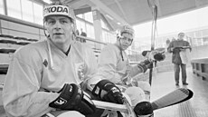 Otakar Janecký na tréninku reprezentace bhem mistrovství svta 1993.