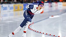 Metodj Jílek v závod Svtového poháru v Heerenveenu.