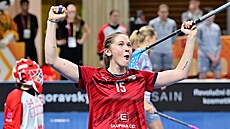 �árka Sta�ková se raduje z gólu proti �výcarsku.