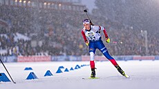 Markéta Davidová ve stíhacím závod v Östersundu.