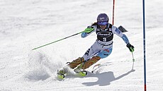 Lyaka árka Strachová bhem Svtového poháru v roce 2017.