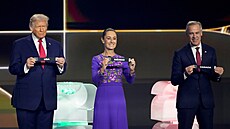 Prezident USA Donald Trump, mexická prezidentka Claudia Sheinbaumová a premiér...