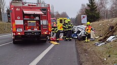 U odbo�ky na Ol�ová vrata se st�etl kamion s osobním autem. (9. prosince 2025)