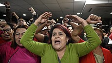 P�íznivci honduraské prezidentské kandidátky vládní strany Libertad y...