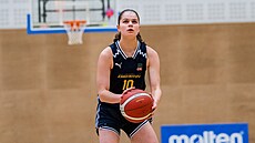 Ema Bláhová z Levhartic Chomutov p�i trestném hodu