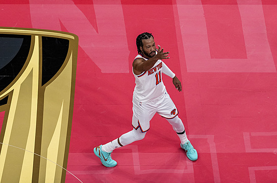 Jalen Brunson z New York Knicks b�hem utkání s Toronto Raptors, které bylo...