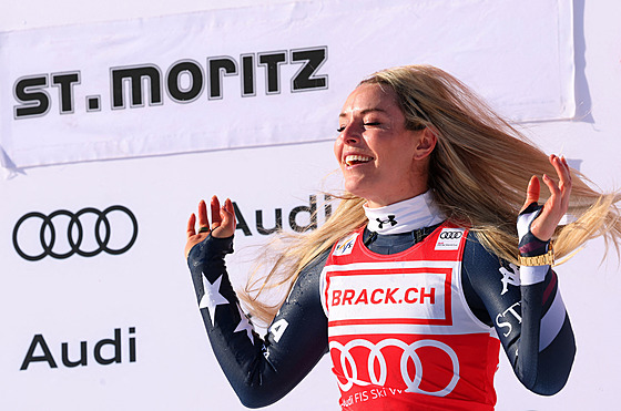 Dojatá Lindsey Vonnová po triumfu ve Sv�tovém poháru po sedmi letech.