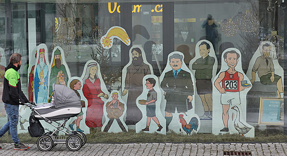 Nev�ední skautský betlém, v n�m� je k vid�ní místní rodák Emil Zátopek �i...