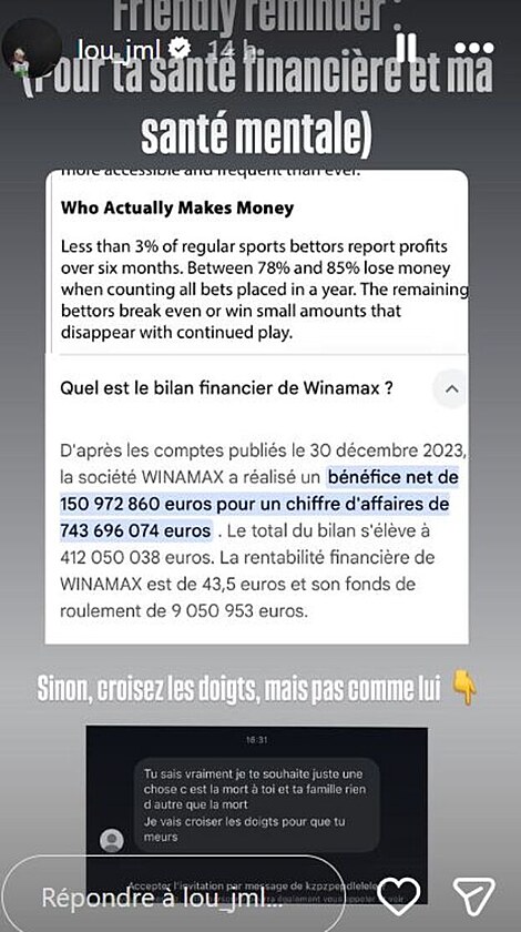 P��sp�vek Lou Jeanmonnotov� se zpr�vou, kterou dostala po �tvrt�m m�st� ve...