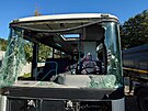 Vybrakovan� autobusy na n�dra�� v �st� nad Orlic�.