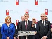 Tisková konference nov� jmenovaného kabinetu Andreje Babi�e (ANO) slo�eného ze...