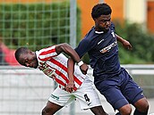 Isaac Muleme (vlevo) v dresu Viktorie �i�kov