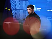 Ukrajinský prezident Volodymyr Zelenskyj b�hem summitu EU v Bruselu. (18....