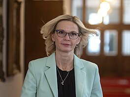 Ministryn� pro místní rozvoj Zuzana Mrázová p�ichází na zasedání nové vlády...