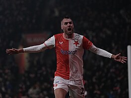 Tomá� Chorý se raduje po gólu v utkání proti Jablonci.