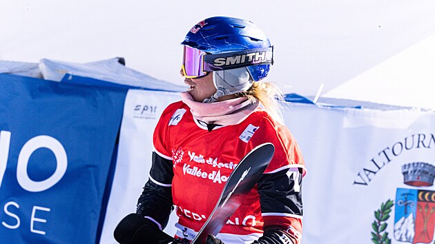 Eva Adamczykov� p�i z�vodech v Cervinii.