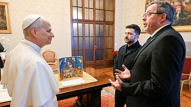 Pape� Lev XIV. jednal s ukrajinsk�m prezidentem Volodymyrem Zelensk�m. (9. prosince 2025)