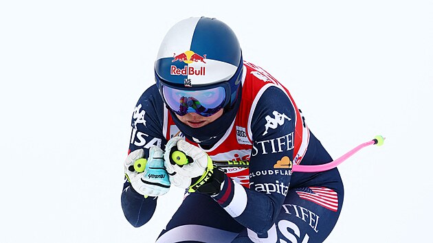 Americk� ly�a�ka Lindsey Vonnov� na tr�ninku ve Svat�m Mo�ici.