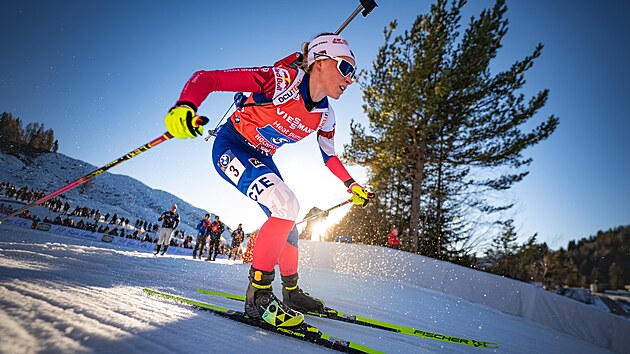 Markéta Davidová b�hem �tafety v Hochfilzenu.