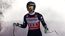 Lindsey Vonn se raduje v cíli sjezdu ve Svatém Mo�ici.